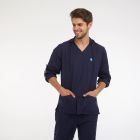 Men's Scrubs Navy Blue Hooded Top