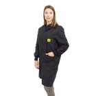 ESD Black Lab Coat with elastic cuffs